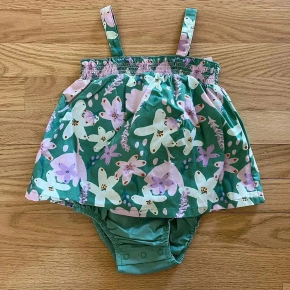 Carter's Just One You Baby Girls Size 18M Green & Purple Floral Tank Romper NWT - Picture 2 of 4